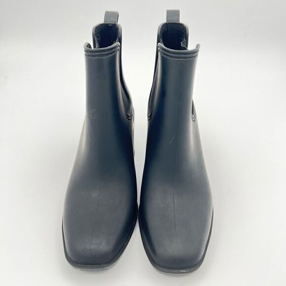 Jeffrey Campbell JC Play Black Matte Rubber Heeled Rain Booties size 8 - Picture 3 of 8